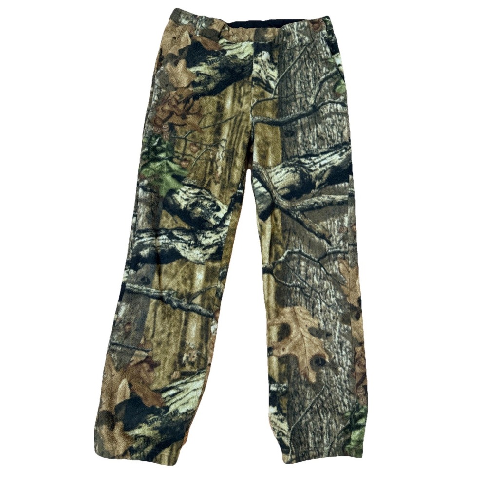 LL Bean Brown Green Camo Hunting Fleece Pants Boys XL (18) Men's SM 30x27